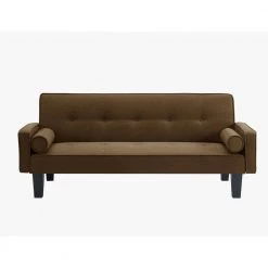 Brown Polyester Fabric Futon Sofa Bed by Z-joyee