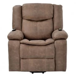 Brown Polyester Power Lift Chair Recliner Chair with Heating System and Adjustable Massage Function by Z-joyee