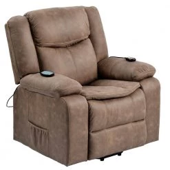 Brown Polyester Power Lift Chair Recliner Chair with Heating System and Adjustable Massage Function by Z-joyee -Cheap Z-joyee Store brown z joyee recliners p y202200078 c3 1000