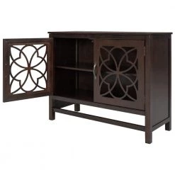 Brown Wood Accent Buffet Sideboard Storage Cabinet with Doors and Adjustable Shelf by Z-joyee -Cheap Z-joyee Store brown z joyee sideboards buffet tables p td20220006 4f 1000