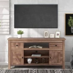 58 in. Brown TV Stand with with 2-Drawers and Adjustable Shelf Fits TV's up to 65 in. by Z-joyee -Cheap Z-joyee Store brown z joyee tv stands f fb857215173 31 1000