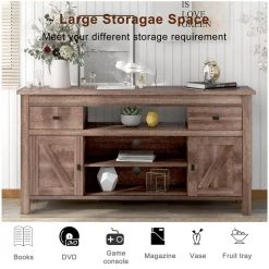 58 in. Brown TV Stand with with 2-Drawers and Adjustable Shelf Fits TV's up to 65 in. by Z-joyee -Cheap Z-joyee Store brown z joyee tv stands f fb857215173 4f 1000 1