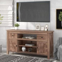 58 in. Brown TV Stand with with 2-Drawers and Adjustable Shelf Fits TV's up to 65 in. by Z-joyee -Cheap Z-joyee Store brown z joyee tv stands f fb857215173 fa 1000