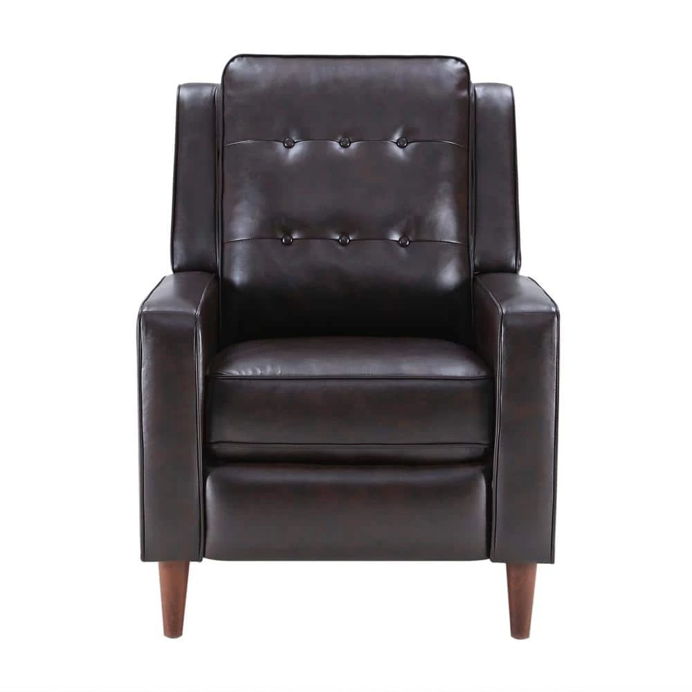 Dark Brown Faux Leather Push Back Recliner Manual Armchair with Medieval style Accent Chair by Z-joyee 1 Dark Brown Faux Leather Push Back Recliner Manual Armchair with Medieval style Accent Chair by Z-joyee