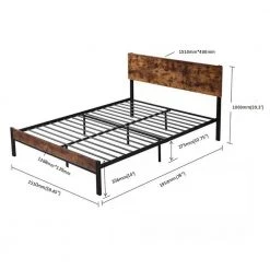 Metal Dark Brown Full Size Platform Bed with Wooden Headboard by Z-joyee -Cheap Z-joyee Store dark brown z joyee platform beds f fb857219898 44 1000