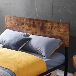 Metal Dark Brown Full Size Platform Bed with Wooden Headboard by Z-joyee -Cheap Z-joyee Store dark brown z joyee platform beds f fb857219898 4f 1000