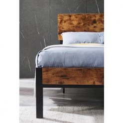 Metal Dark Brown Full Size Platform Bed with Wooden Headboard by Z-joyee -Cheap Z-joyee Store dark brown z joyee platform beds f fb857219898 76 1000