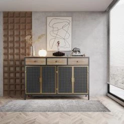 Dark Gray 3 Doors Modern Sideboard Freestanding Sideboard Storage Cabinet Entryway Floor Cabinet by Z-joyee -Cheap Z-joyee Store dark gray z joyee accent cabinets p dj20220010 31 1000