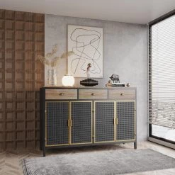 Dark Gray 3 Doors Modern Sideboard Freestanding Sideboard Storage Cabinet Entryway Floor Cabinet by Z-joyee -Cheap Z-joyee Store dark gray z joyee accent cabinets p dj20220010 77 1000