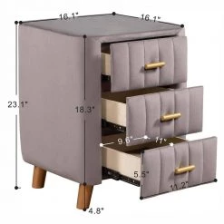 3-Drawer Dark Gray Bedroom Upholstery Nightstand 23 in. x 16 in. x 16 in. by Z-joyee -Cheap Z-joyee Store dark gray z joyee nightstands p q202200171 1f 1000