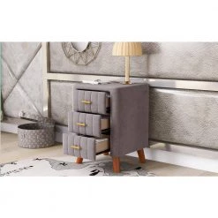 3-Drawer Dark Gray Bedroom Upholstery Nightstand 23 in. x 16 in. x 16 in. by Z-joyee -Cheap Z-joyee Store dark gray z joyee nightstands p q202200171 31 1000