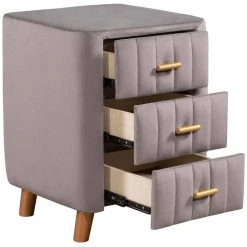 3-Drawer Dark Gray Bedroom Upholstery Nightstand 23 in. x 16 in. x 16 in. by Z-joyee -Cheap Z-joyee Store dark gray z joyee nightstands p q202200171 4f 1000