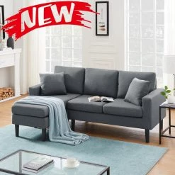 77.16 in. Square Arm 2-Piece L Shaped Polyester Blend Modern Sectional Sofa in Dark Gray by Z-joyee -Cheap Z-joyee Store dark gray z joyee sectional sofas ljp w223s01114 31 1000