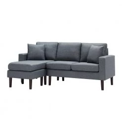 77.16 in. Square Arm 2-Piece L Shaped Polyester Blend Modern Sectional Sofa in Dark Gray by Z-joyee -Cheap Z-joyee Store dark gray z joyee sectional sofas ljp w223s01114 4f 1000