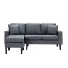 77.16 in. Square Arm 2-Piece L Shaped Polyester Blend Modern Sectional Sofa in Dark Gray by Z-joyee