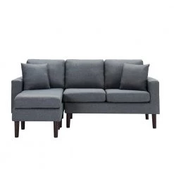 77.16 in. Square Arm 2-Piece L Shaped Polyester Blend Modern Sectional Sofa in Dark Gray by Z-joyee
