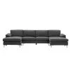 128.3 in. Pillow Top Arms 4-Piece U-Shaped Polyester Blend Modern Sectional Sofa in Dark Gray by Z-joyee