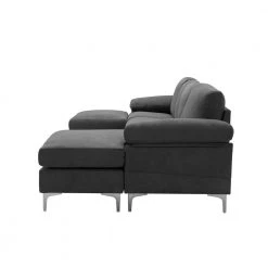 128.3 in. Pillow Top Arms 4-Piece U-Shaped Polyester Blend Modern Sectional Sofa in Dark Gray by Z-joyee -Cheap Z-joyee Store dark gray z joyee sectional sofas p s202200087 e1 1000