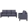 75 in. Square Arm Fabric Modern Straight 3-Seats Sofa with Loveseat in Dark Gray by Z-joyee