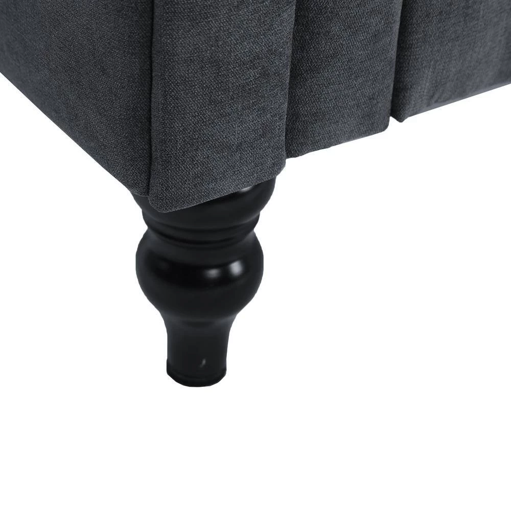 83.8 in. Rolled Arm Polyester Blend Modern Straight 3-Seats Sofa in Dark Gray with 2 Pillows by Z-joyee 5 83.8 in. Rolled Arm Polyester Blend Modern Straight 3-Seats Sofa in Dark Gray with 2 Pillows by Z-joyee - Image 5