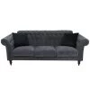 83.8 in. Rolled Arm Polyester Blend Modern Straight 3-Seats Sofa in Dark Gray with 2 Pillows by Z-joyee