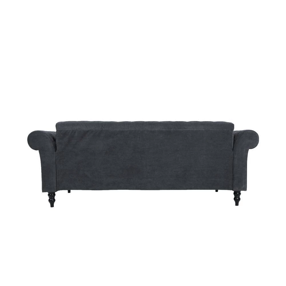 83.8 in. Rolled Arm Polyester Blend Modern Straight 3-Seats Sofa in Dark Gray with 2 Pillows by Z-joyee 3 83.8 in. Rolled Arm Polyester Blend Modern Straight 3-Seats Sofa in Dark Gray with 2 Pillows by Z-joyee - Image 3