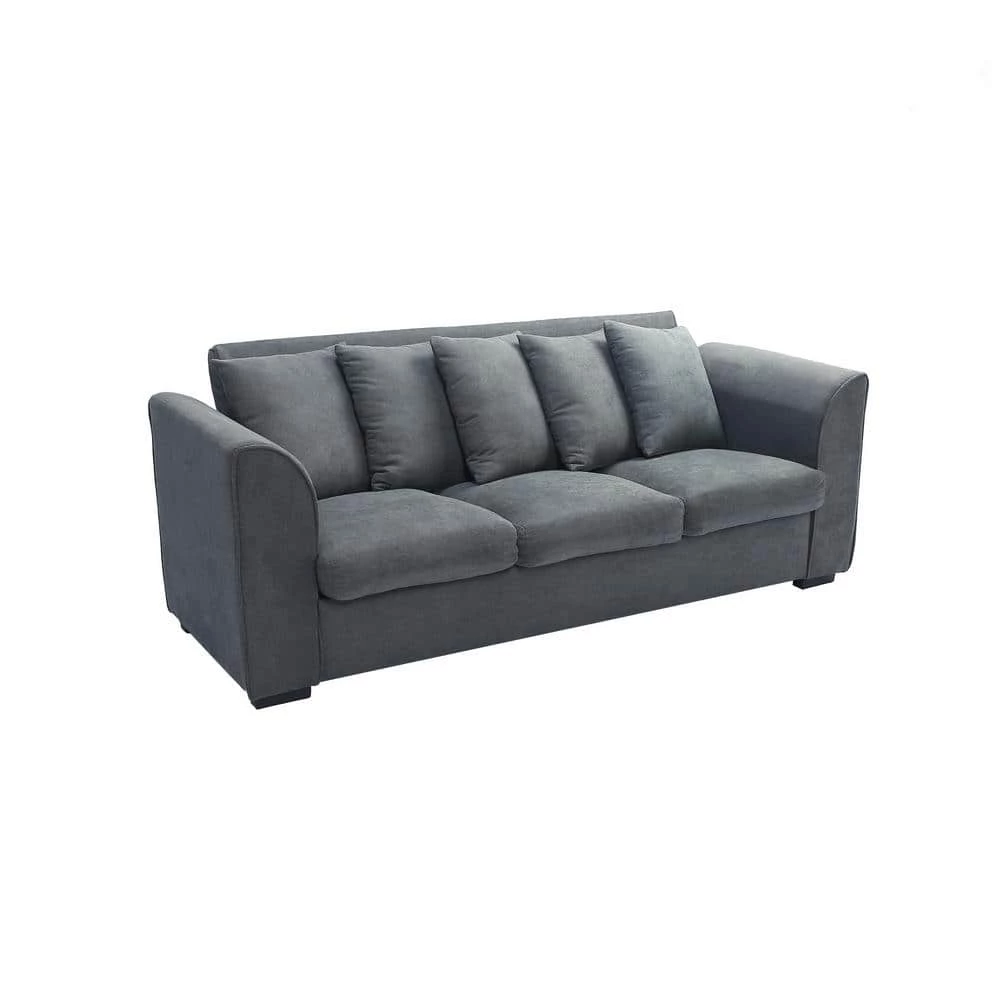 80.2 in. Square Arm Polyester Blend Modern Straight 3-Seats Sofa and Loveseat with Ottoman in Dark Gray by Z-joyee 3 80.2 in. Square Arm Polyester Blend Modern Straight 3-Seats Sofa and Loveseat with Ottoman in Dark Gray by Z-joyee - Image 3