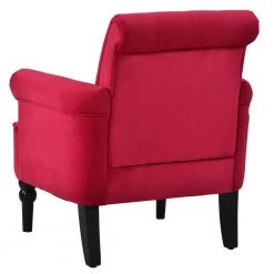 Dark Red Velvet Elegant Button Tufted Accent Arm Chairs Club Chair Roll Arm Living Room Cushion with Wooden Legs by Z-joyee -Cheap Z-joyee Store dark red z joyee accent chairs ljp w202200008 66 1000