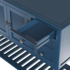 Wood Blue Storage Cabinet with with 6 Drawers, 1 Cabinets and 1 Shelf by Z-joyee -Cheap Z-joyee Store espresso z joyee accent cabinets lyac260aav 1f 1000