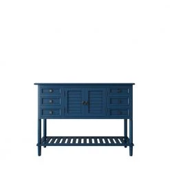 Wood Blue Storage Cabinet with with 6 Drawers, 1 Cabinets and 1 Shelf by Z-joyee