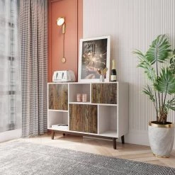 Wood Espresso Storage Cabinet with 2 Drawers, 2 Cabinets and 1 Shelf by Z-joyee -Cheap Z-joyee Store espresso z joyee accent cabinets lyac7247 31 1000