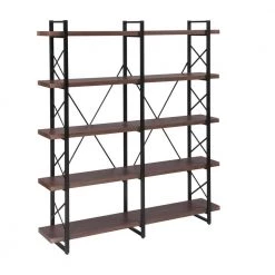 71 in.Espresso Metal 5 Shelf Etageres Bookcase with Wood Shelf by Z-joyee -Cheap Z-joyee Store espresso z joyee bookcases bookshelves ly wf287034aae 44 1000