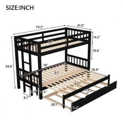 Espresso Twin over Pull-out Bunk Bed with Trundle by Z-joyee -Cheap Z-joyee Store espresso z joyee bunk beds ly301aap 1ap 1 4f 1000