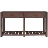 58 in. Espresso Standard Rectangle Wood Console Table with 2-Drawers and Slatted Shelf by Z-joyee