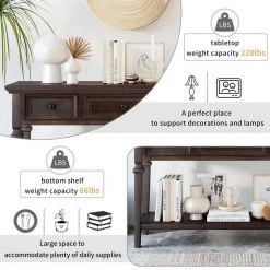 50 in. Espresso Rectangle Wood Console Table with 3-Drawers and Storage Shelf by Z-joyee -Cheap Z-joyee Store espresso z joyee console tables f fb857220641 44 1000