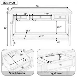 50 in. Espresso Rectangle Wood Console Table with 3-Drawers and Storage Shelf by Z-joyee -Cheap Z-joyee Store espresso z joyee console tables f fb857220641 c3 1000