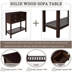 31.7 in. Espresso Standard Rectangle Wood Console Table with 4-Drawers and Bottom Shelf by Z-joyee -Cheap Z-joyee Store espresso z joyee console tables f fb857220863 1f 1000