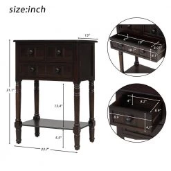 23.7 in. Espresso Standard Rectangle Wood Console Table with 3-Storage Drawers and Bottom Shelf by Z-joyee -Cheap Z-joyee Store espresso z joyee console tables f fb857222195 c3 1000