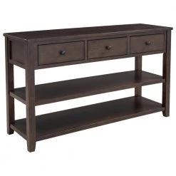 Retro 50 in. Espresso Standard Rectangle Wood Console Table with 3 Drawers by Z-joyee -Cheap Z-joyee Store espresso z joyee console tables ly wf199598aap 1f 1000