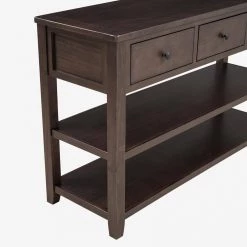 Retro 50 in. Espresso Standard Rectangle Wood Console Table with 3 Drawers by Z-joyee -Cheap Z-joyee Store espresso z joyee console tables ly wf199598aap 76 1000