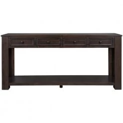 Rustic 63 in. Espresso Standard Rectangle Wood Console Table with 4 Drawers by Z-joyee