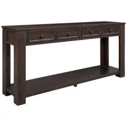Rustic 63 in. Espresso Standard Rectangle Wood Console Table with 4 Drawers by Z-joyee -Cheap Z-joyee Store espresso z joyee console tables ly wf287219aap 76 1000