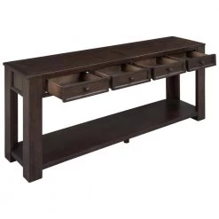 Rustic 63 in. Espresso Standard Rectangle Wood Console Table with 4 Drawers by Z-joyee -Cheap Z-joyee Store espresso z joyee console tables ly wf287219aap 77 1000