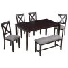 6-Piece Rectangular Espresso MDF Top Dining Room Set Seats 6 by Z-joyee