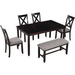 3-Piece Round Natural MDF Top Dining Room Set Seats 6 by Z-joyee -Cheap Z-joyee Store espresso z joyee dining room sets ly st000061aap 1f 1000