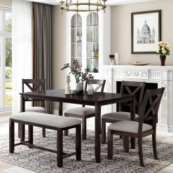 3-Piece Round Natural MDF Top Dining Room Set Seats 6 by Z-joyee -Cheap Z-joyee Store espresso z joyee dining room sets ly st000061aap 31 1000