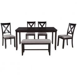 3-Piece Round Natural MDF Top Dining Room Set Seats 6 by Z-joyee
