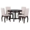 3-Piece Round Natural MDF Top Dining Room Set Seats 6 by Z-joyee