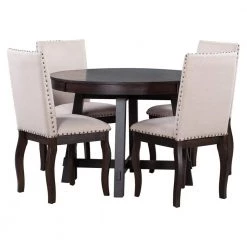 3-Piece Round Natural MDF Top Dining Room Set Seats 6 by Z-joyee -Cheap Z-joyee Store espresso z joyee dining room sets ly st000074aap fa 1000