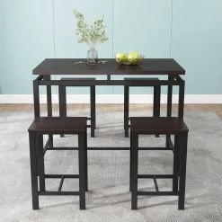 5-Piece Rectangle Espresso Wood Top Dining Room Set Seats 4 by Z-joyee 17 5-Piece Rectangle Espresso Wood Top Dining Room Set Seats 4 by Z-joyee -Cheap Z-joyee Store espresso z joyee dining room sets ly26p hei 31 1000